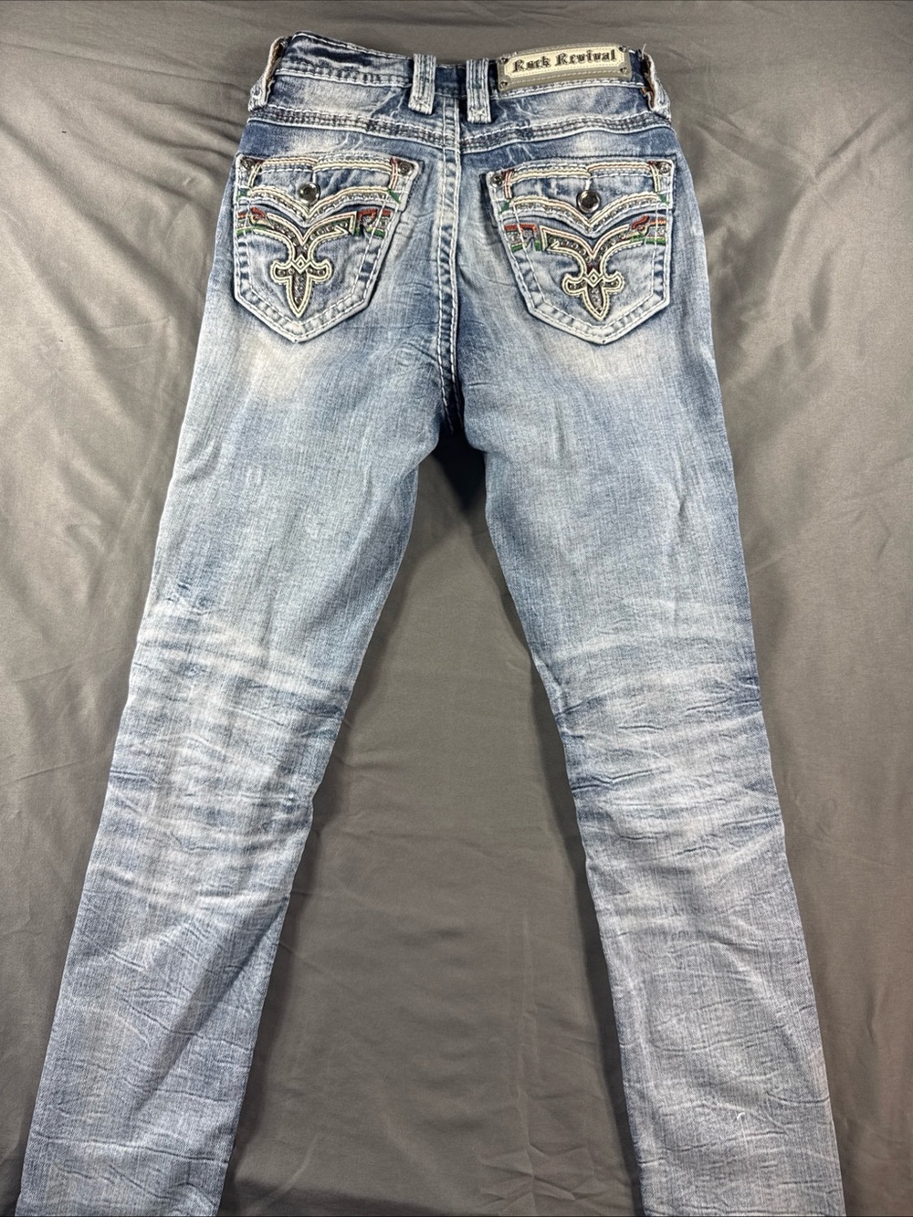 Rock Revival Women’s Light Blue Embroidered Back Pocket Jeans - Picture 14 of 16